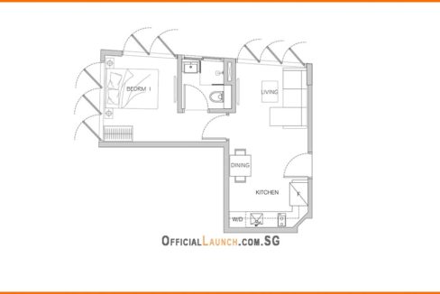 77 East Coast 1 Bedroom Floor Plan